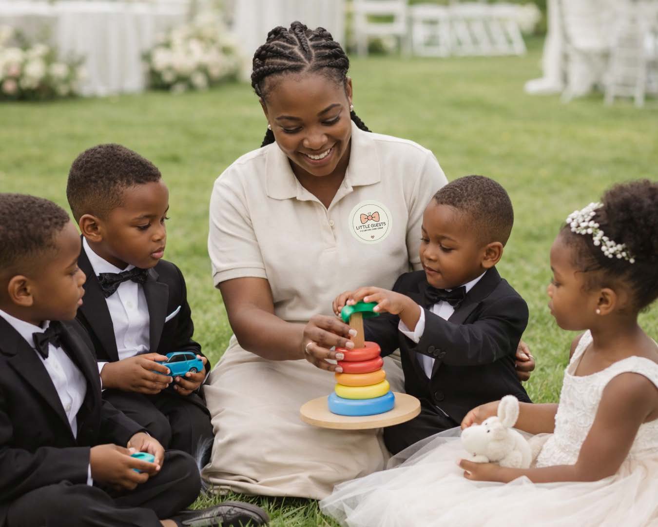 Little Guests nanny supervising playtime outdoors
